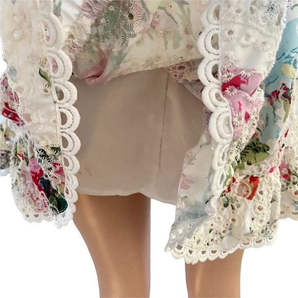 Indikah by Angel Biba Floral Eyelet Apron Mini Dress Size Small - Picture 10 of 11